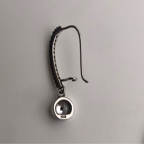 𝅺vintage Sterling & Cz Stone Drop Sparkly Statement Earrings 1.1” - Picture 6 of 7